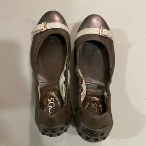 TOD’S Womens Flats Brown Leather Buckle Logo Ballet Flat Size 39